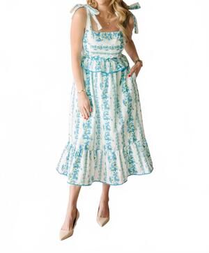 NEW &MERCI floral print midi dress in blue
